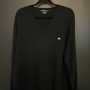 Lacoste mens cashmere v-neck black sweater, size 7